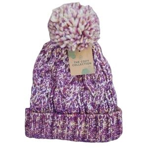 Earthbound Trading Co. Purple Chunky Cable Knit Hat‎